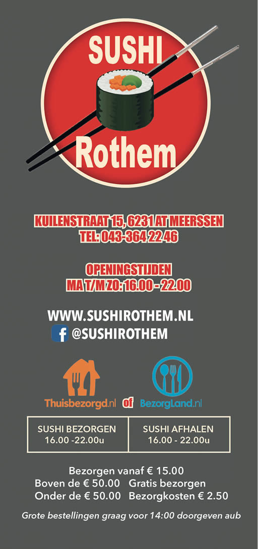 Menukaart Sushi Rothem