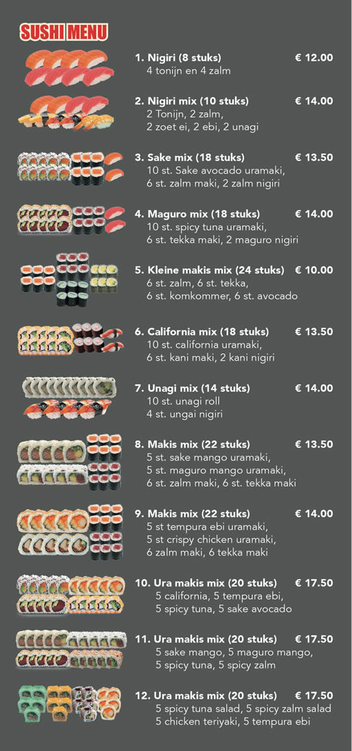 Sushi Rothem sushi menu 